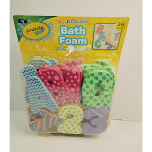 Crayola Bath Foam Letters & Numbers 36 Pieces Multicolor Learning Toy open box